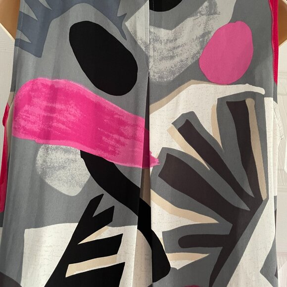 Abstract Tunic Black Pink Red White Tan Gray Sleeveless - Picture 6 of 16